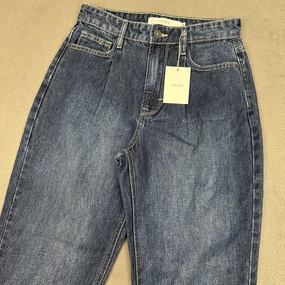 Buckle Hidden Los Angeles Zoey Mom‎ Jeans 24x28 High Rise Dark Wash Blue Denim